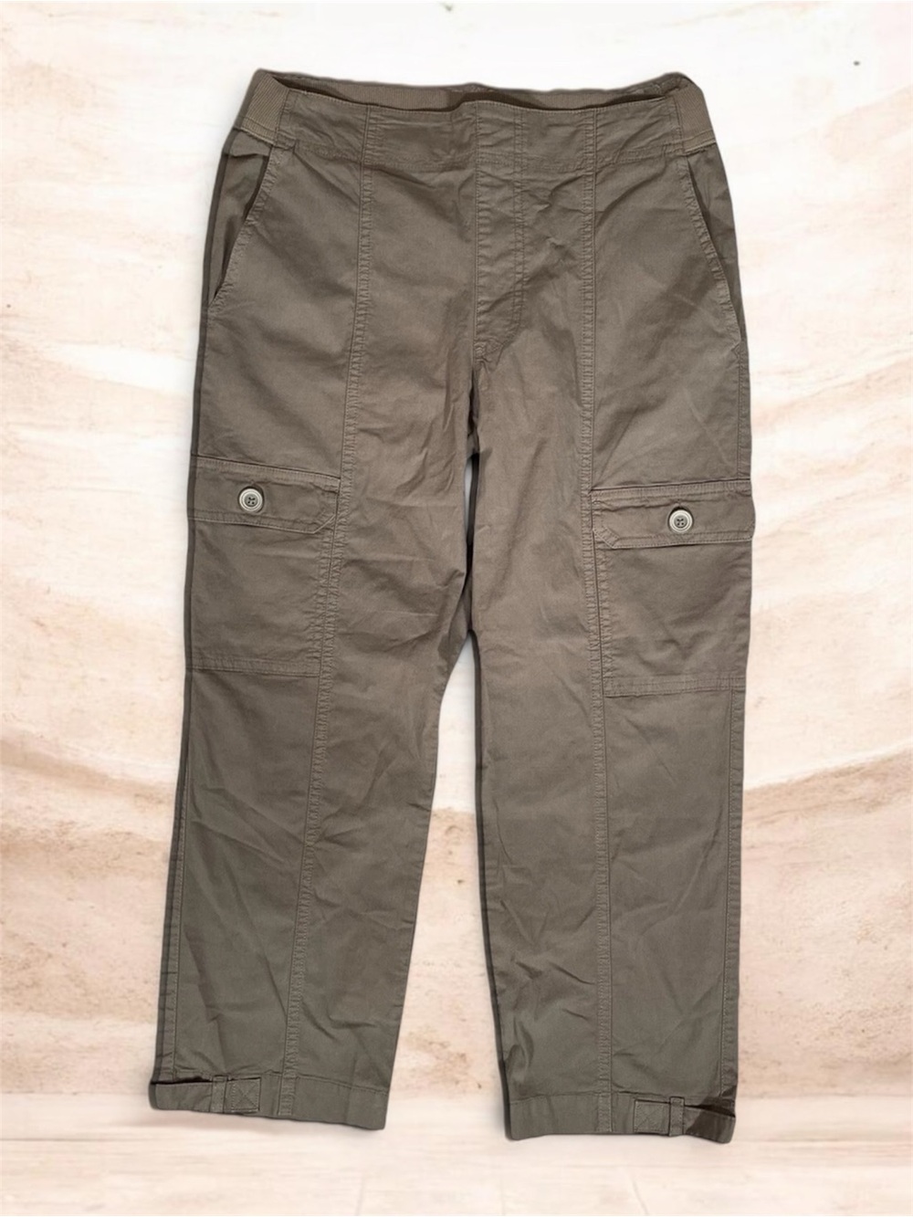Soft Surroundings Olive Green Cropped Cargo Pants | Size M | Cotton Utility